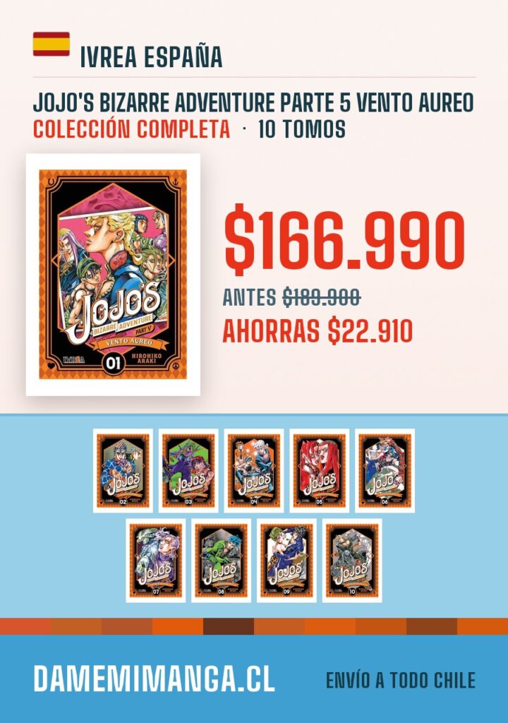 JoJo's Bizarre Adventure Parte 5 Vento Aureo Colección Completa (10 tomos) – Ivrea España