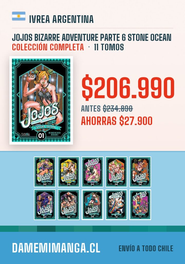Jojos Bizarre Adventure Parte 6 Stone Ocean Colección Completa (11 tomos) – Ivrea Argentina