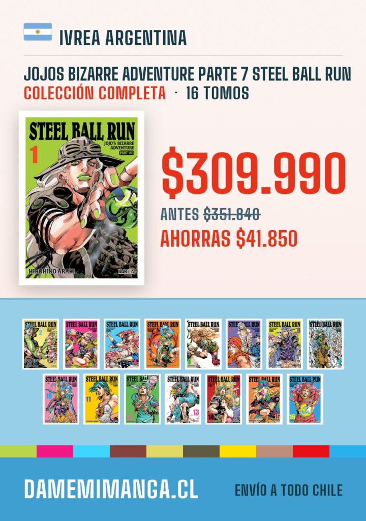 Jojos Bizarre Adventure Parte 7 Steel Ball Run Colección Completa (16 tomos) – Ivrea Argentina