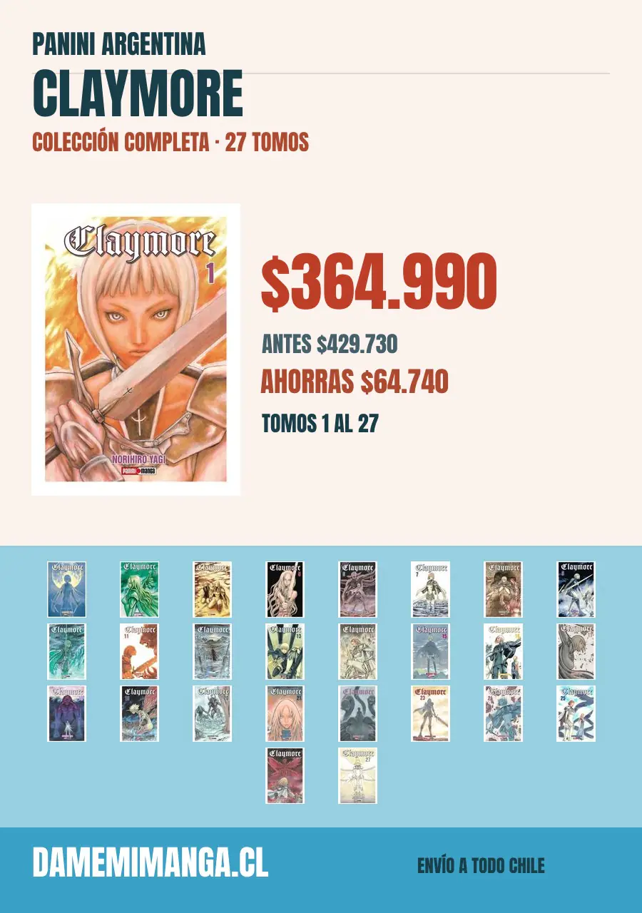 Claymore Colección Completa (27 tomos) – Panini Argentina