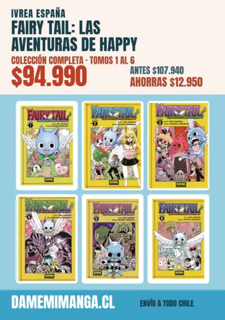 Fairy Tail: Las aventuras de Happy Colección Completa (6 tomos) – Ivrea España