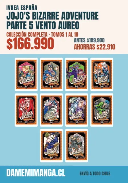 JoJo's Bizarre Adventure Parte 5 Vento Aureo Colección Completa (10 tomos) – Ivrea España