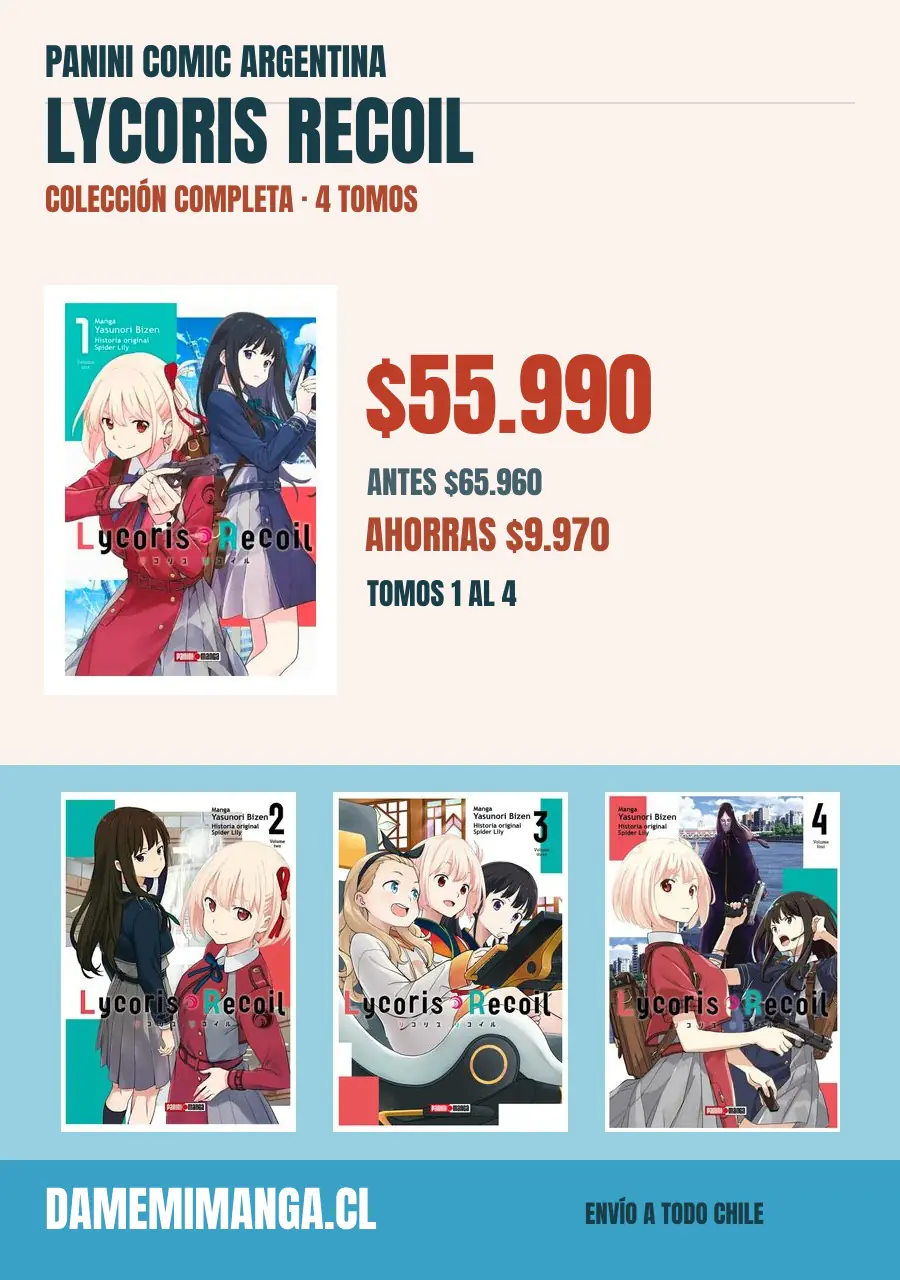 Lycoris Recoil Colección Completa (4 tomos) – Panini Comic Argentina