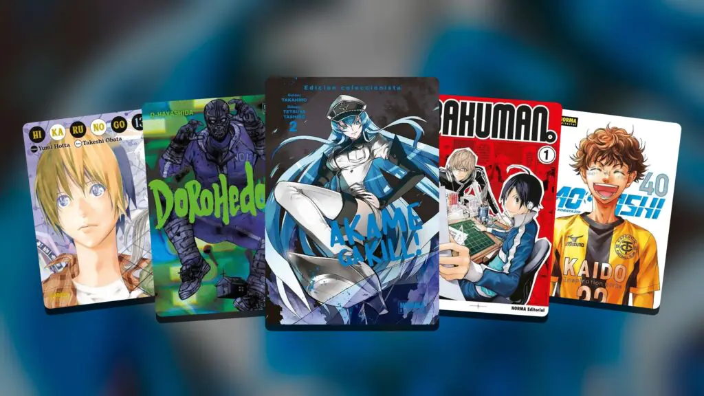 Portadas de Hikaru no Go 13, Dorohedoro 3, Akame ga Kill! Edición Coleccionista 2, Bakuman. 1 y Ao Ashi 40, novedades de Norma Editorial del 6 de noviembre de 2026