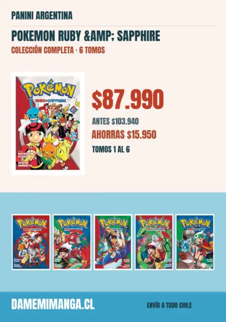 Pokemon Ruby & Sapphire Colección Completa (6 tomos) – Panini Argentina