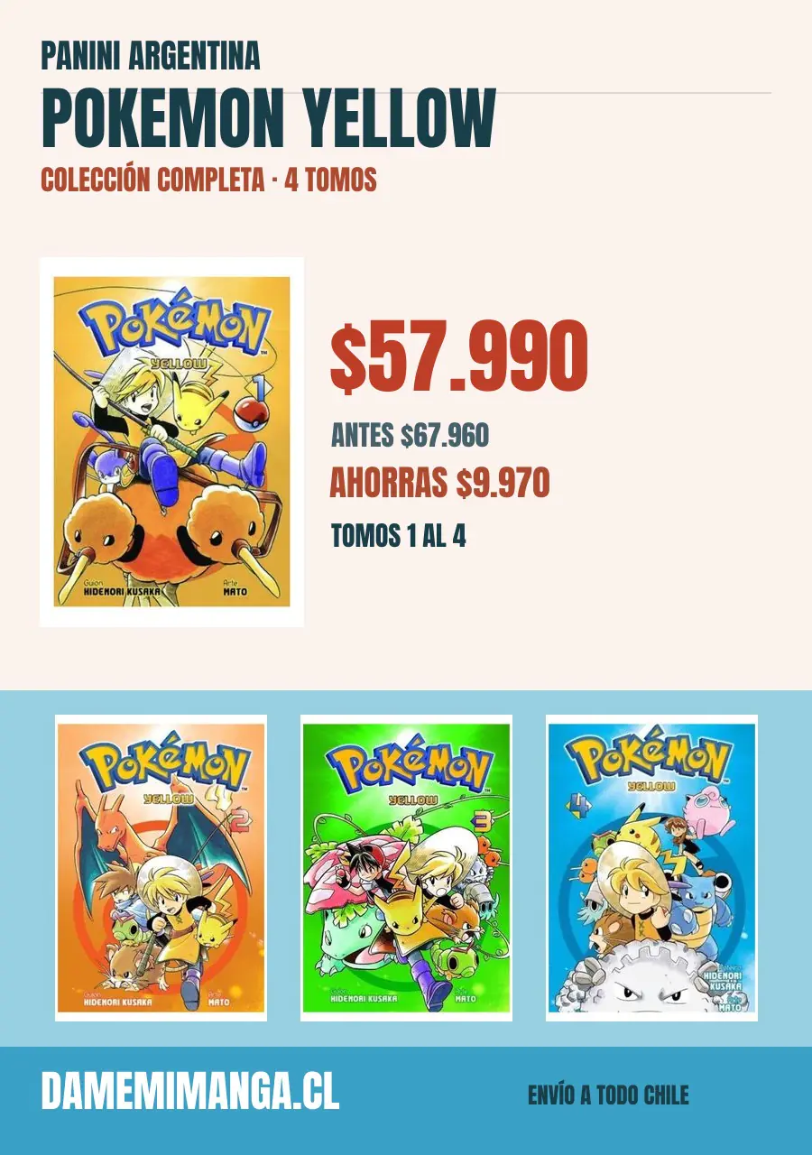 Pokemon Yellow Colección Completa (4 tomos) – Panini Argentina