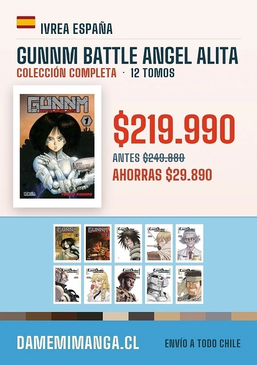 Gunnm Battle Angel Alita Colección Completa (12 tomos) – Ivrea España