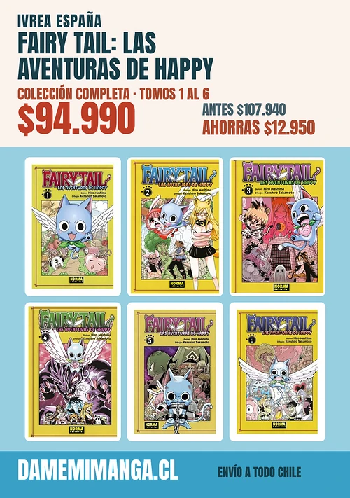 Fairy Tail: Las aventuras de Happy Colección Completa (6 tomos) – Ivrea España