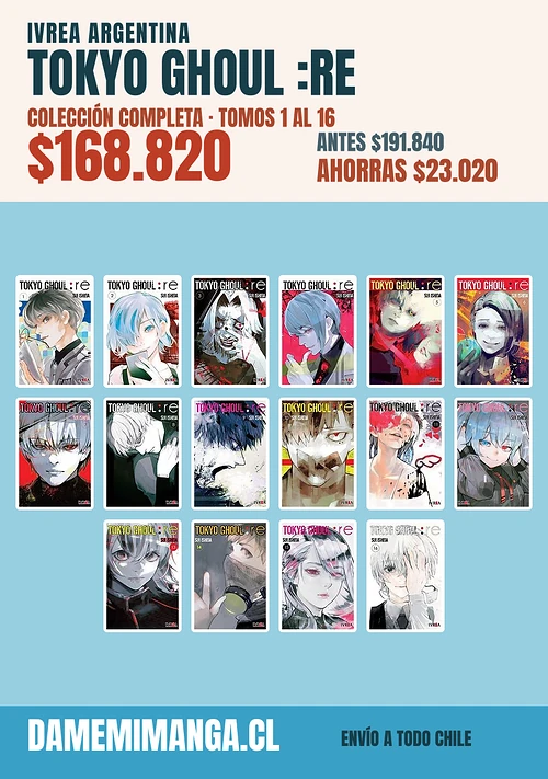Tokyo Ghoul :Re Colección Completa (16 tomos) – Ivrea Argentina