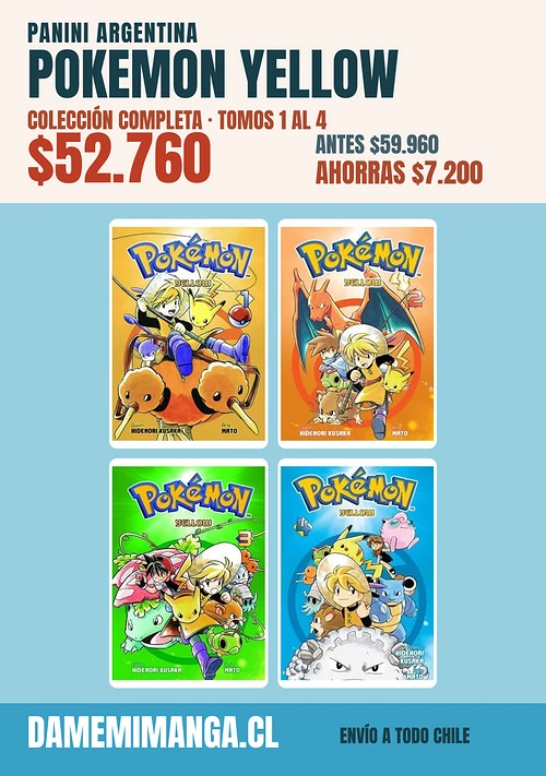 Pokemon Yellow Colección Completa (4 tomos) – Panini Argentina