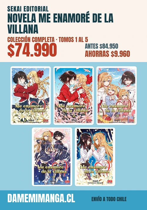 Novela Me enamoré de la villana Colección Completa (5 tomos) – Sekai Editorial