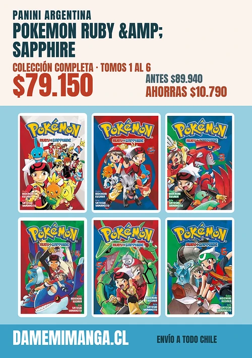 Pokemon Ruby & Sapphire Colección Completa (6 tomos) – Panini Argentina