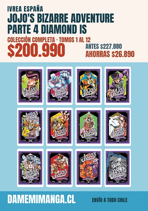 JoJo's Bizarre Adventure Parte 4 Diamond Is Unbreakable Colección Completa (12 tomos) – Ivrea España