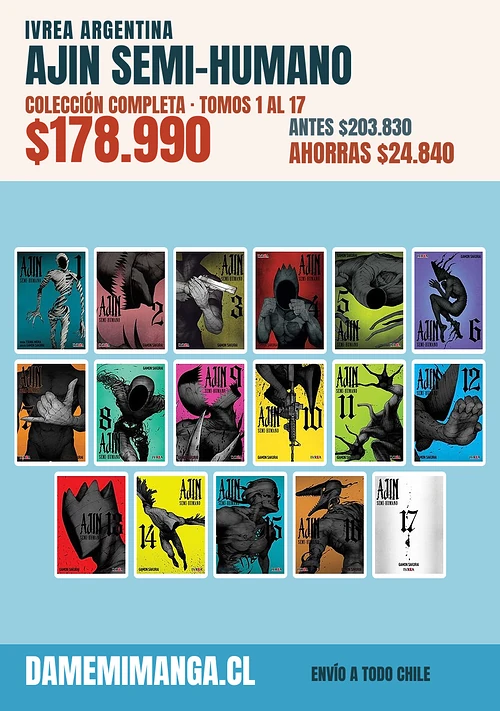 Ajin Semi-Humano Colección Completa (17 tomos) – Ivrea Argentina