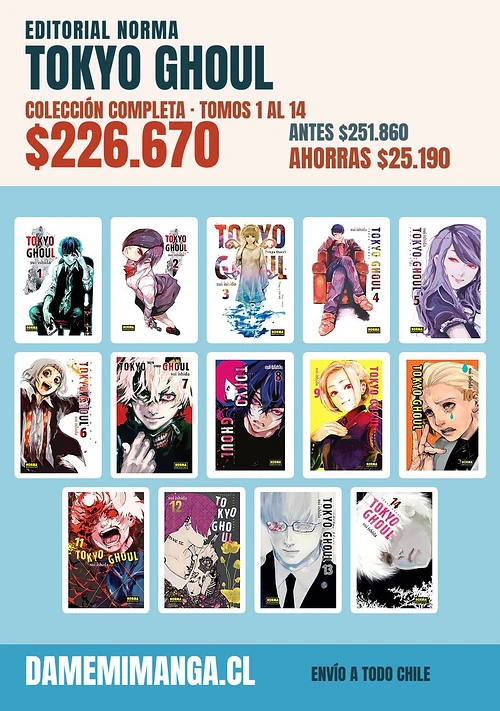 Tokyo Ghoul Colección Completa (14 tomos) – Editorial Norma