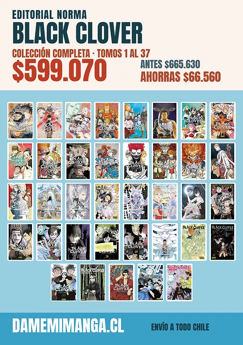 Black Clover Colección Completa (37 tomos) – Editorial Norma