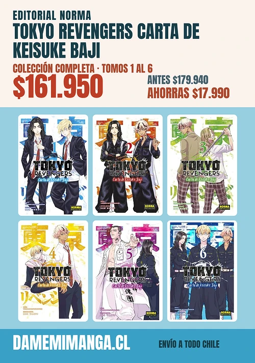Tokyo Revengers Carta de Keisuke Baji Colección Completa (6 tomos) – Editorial Norma