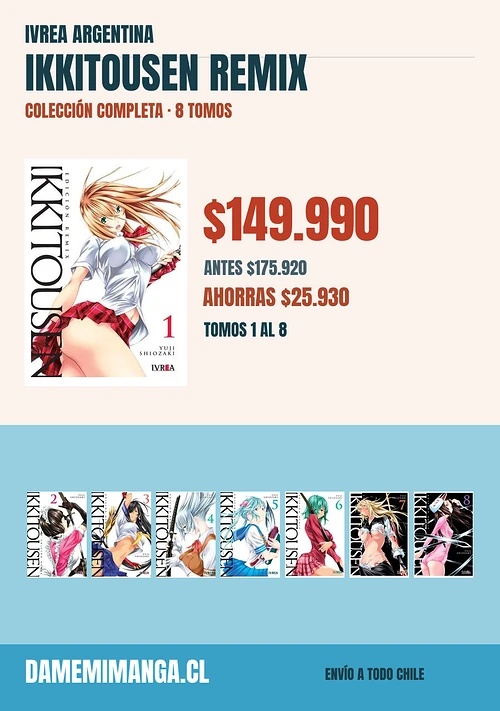 Ikkitousen Remix Colección Completa (8 tomos) – Ivrea Argentina