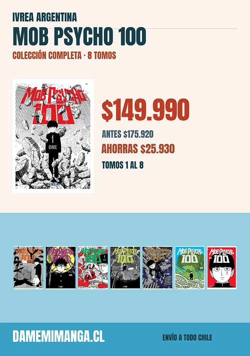 Mob Psycho 100 Colección Completa (8 tomos) – Ivrea Argentina