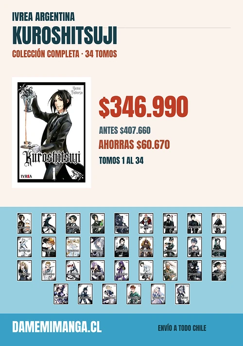 Kuroshitsuji Colección Completa (34 tomos) – Ivrea Argentina