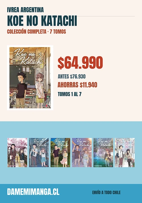 Koe No Katachi Colección Completa (7 tomos) – Ivrea Argentina
