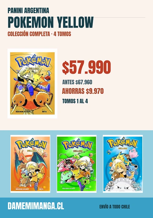 Pokemon Yellow Colección Completa (4 tomos) – Panini Argentina