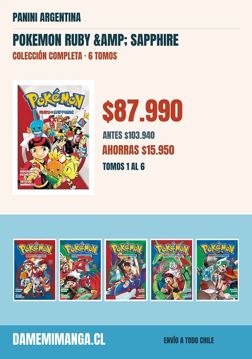 Pokemon Ruby & Sapphire Colección Completa (6 tomos) – Panini Argentina