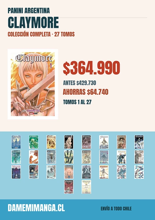 Claymore Colección Completa (27 tomos) – Panini Argentina