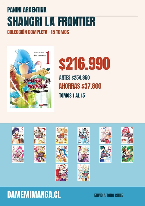 Shangri La Frontier Colección Completa (15 tomos) – Panini Argentina