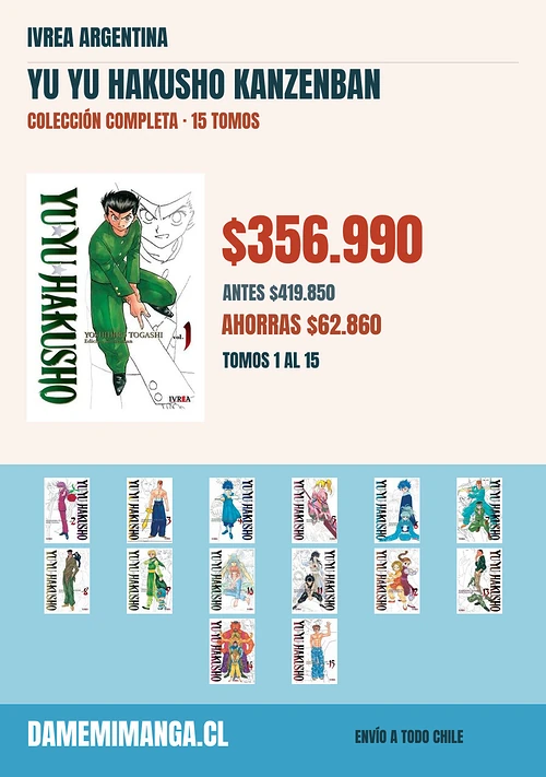 Yu Yu Hakusho Kanzenban Colección Completa (15 tomos) – Ivrea Argentina
