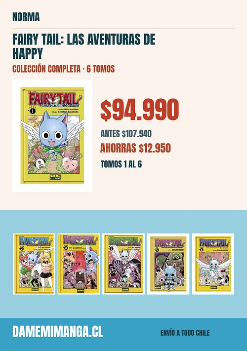 Fairy Tail: Las aventuras de Happy Colección Completa (6 tomos) – Norma